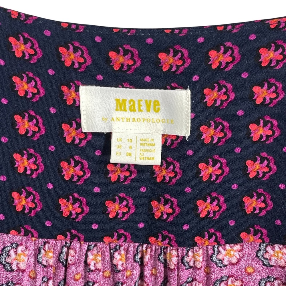 Anthropologie Wrap Blouse in Magenta and Navy - Picture 9 of 12